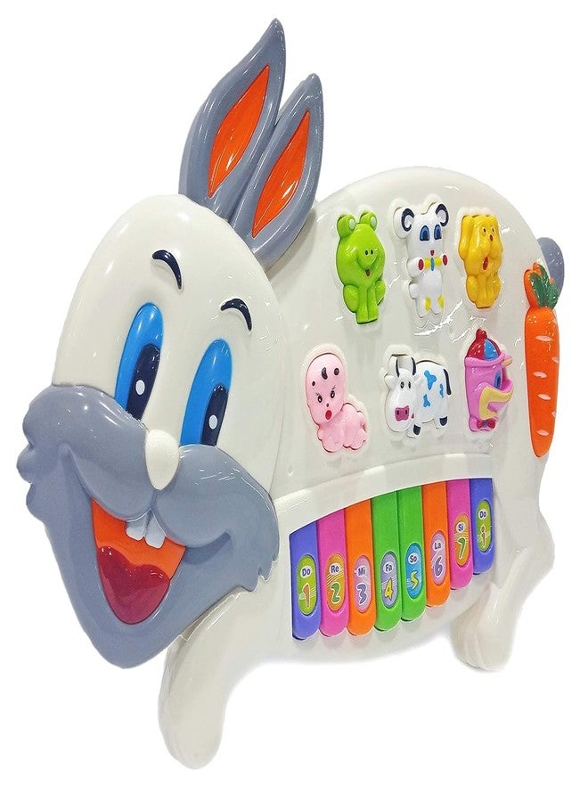 SPOCCO | Rabbit Piano Musical Toy Educational Learning Music Keyboard Toys for Kids Playset with Flashing Lights & 6 Animal Sounds & 8 Keys Fun Play Activity Birthday Gift for Boys Girls Toddlers -116 - Image 1